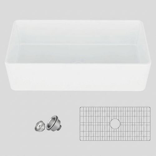 Homfan Farmhouse Fireclay Undermount Kitchen Sink