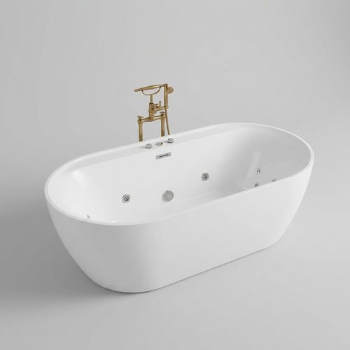 Homfan Acrylic Freestanding Bathtub, 71-Inch