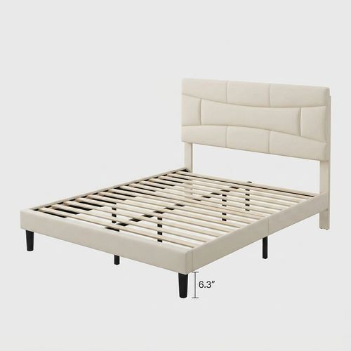 Homfan Full Platform Bed Frame with Upholstered Headboard